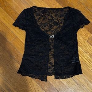 Black Lace Short Sleeve Top